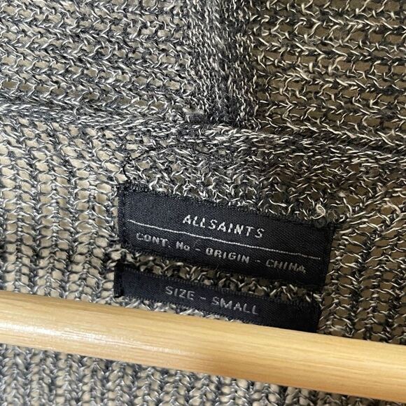 ALLSAINTS Sweater Womens Small Gray Open Front Cardigan Wool Linen Bland - Picture 2 of 9